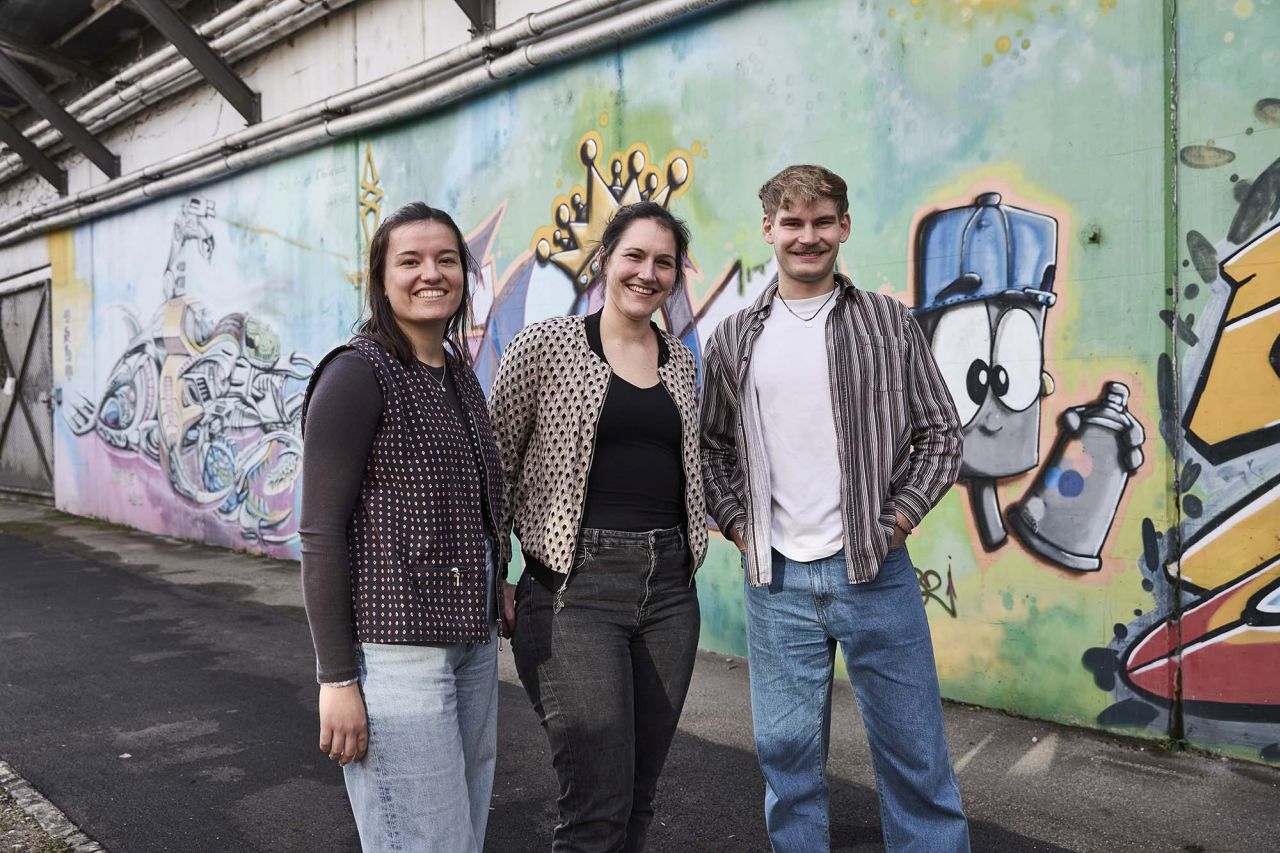 Franziska Steinberger, Lou Pfister und Tobias Burkhalter von myclimate leiten als Coaches die «Zukunftswerkstatt».